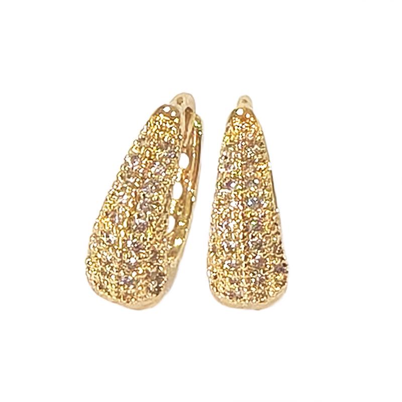 Gold-Plated Zircon Copper Inlaid U-Shaped Ear Cuff for Women, Color-Preserving INS Style Fashion Earrings