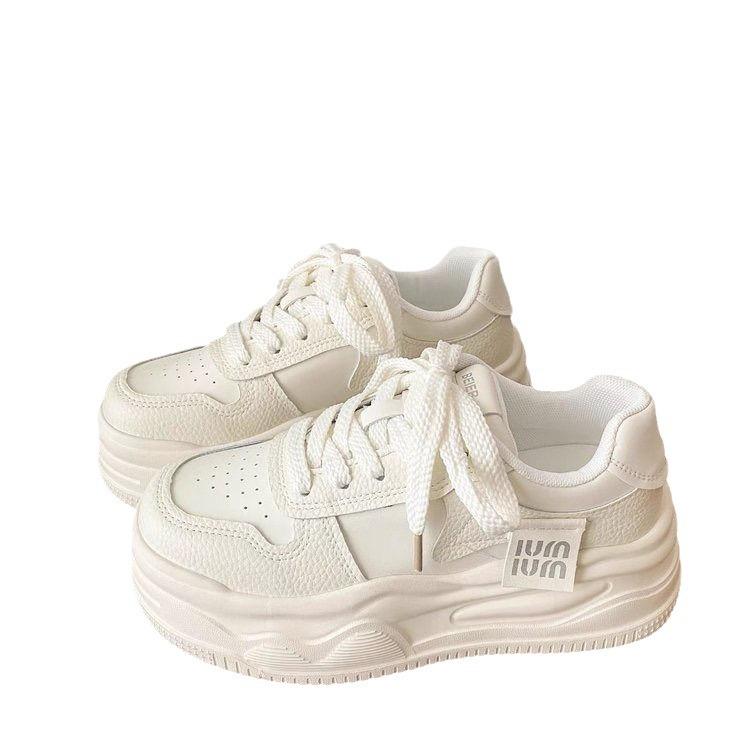 Thick-soled cute little white women's shoes, retro versatile women's shoes, casual board shoes