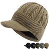 Hot Sale Unisex Winter Hat With Brim Fur Lined Beanie Hat SPORTS Label Cozy Knit Hats For Men & Women