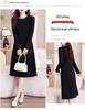 Hepburn Style Women's Elegant Black Midi Dress - Versatile Long Sleeve for Spring/Autumn 2026