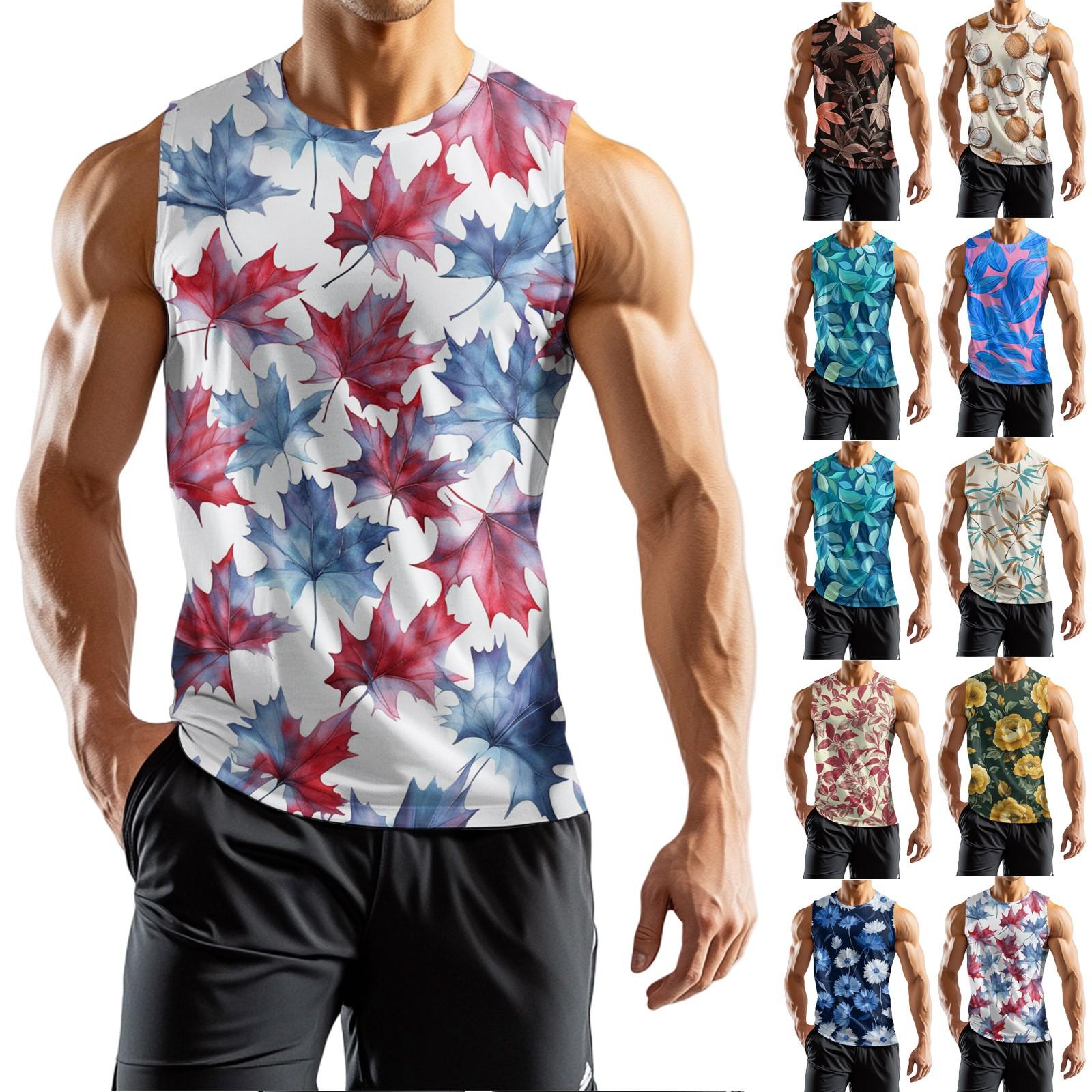 

Men s Athleisure Independence Day Printed Sleeveless Vest M синій