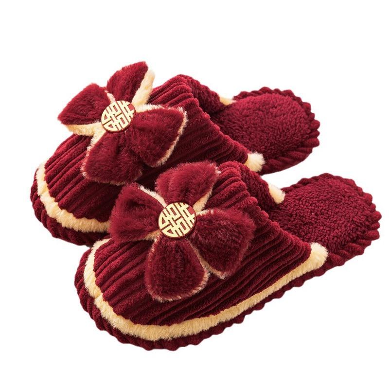 Wedding slippers festive red lady new bride dowry newlyweds wedding shoes home morning gown