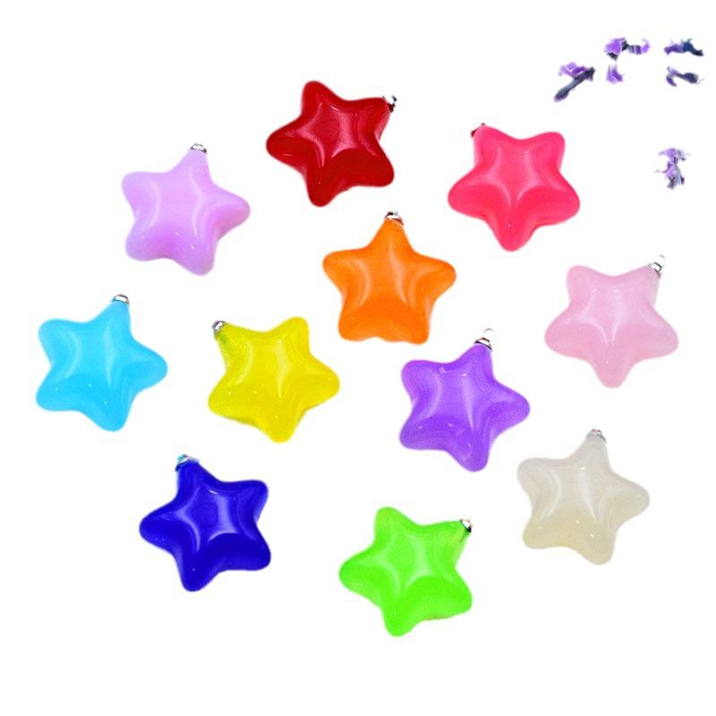Jelly Color Acrylic Five-Pointed Star Earrings and Bag Charms for DIY Jewelry Accessories