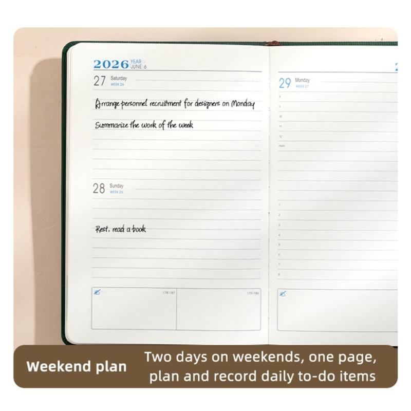 2026 Planner Organizers 365 Daily Pages Small Size PU Leather Cover Thick Linen Paper Suitable for Professional