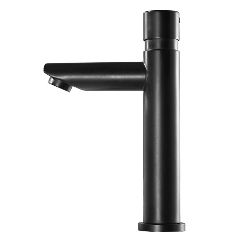 Black 304 Stainless Steel Bathroom Basin Faucet Pressure Public Toilets Washbasin Faucet Single Cooling Delay Sink Faucet