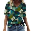 Summer V-neck 3D Printed Retro Irregular Geometric Patterns Top Fashionable Casual Short Sleeved Women's T-shirts
