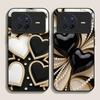 Stylish Black White Heart with Pearls Tempered Glass Phone Case for OPPO Reno 13F 12 11 10 ProPlus Find X8 X3 Lite A58 A94 Cover