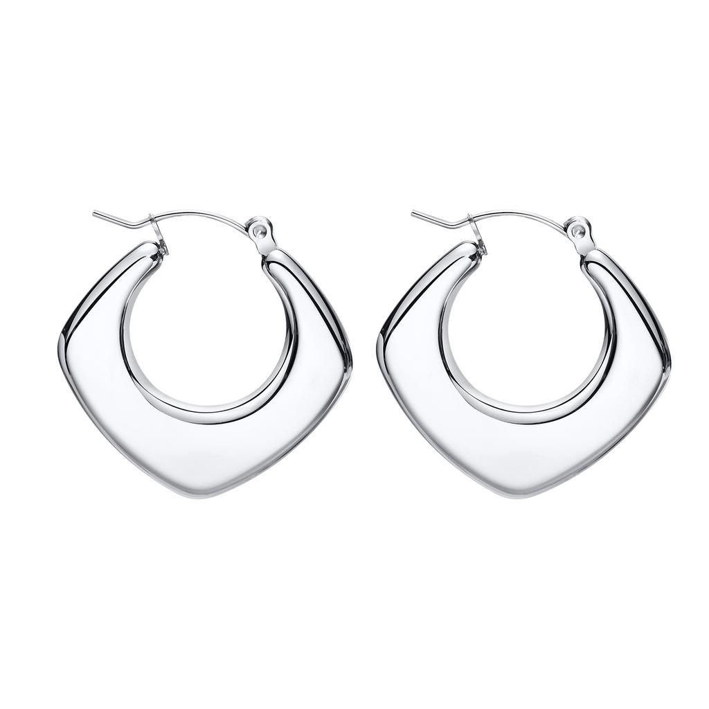 Tube Thick Hoop Earring Silver Color, Geometric Earring Lightweight Stainless Steel Fashion Women Chrismas Gift