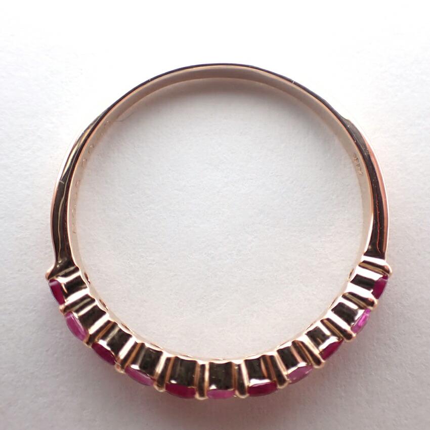[Pre-owned] K18PG/Ruby/Pink Sapphire/Half Eternity Ring/Size 18/j53-1