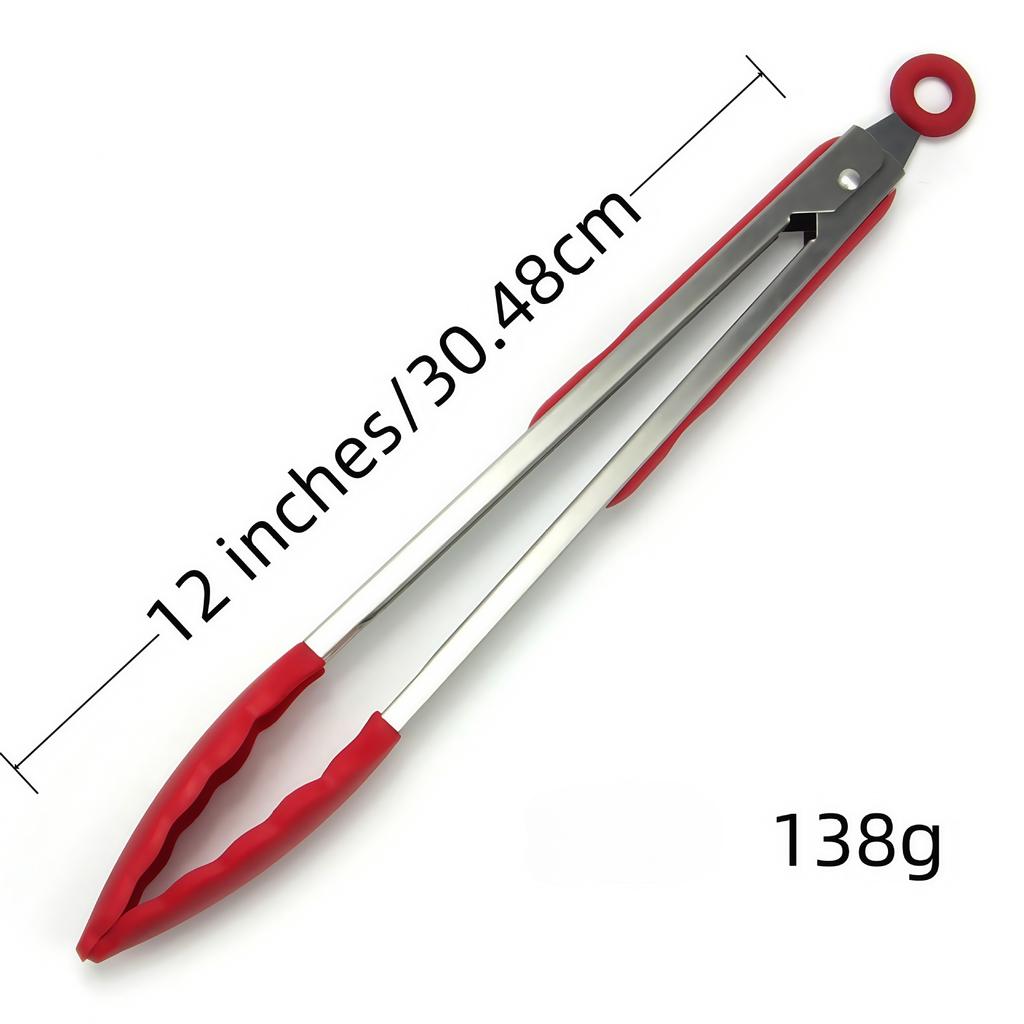 7/9/12inch Household Multi-functional Stainless Steel Food Tongs with Handles, Kitchen Bread Tongs, Barbecue and Steak Tongs