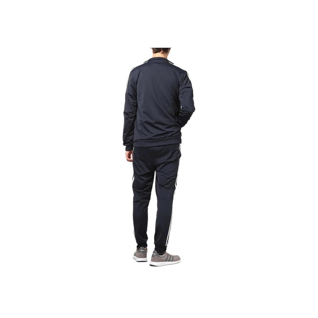 Adidas Logo Print Striped Cardigan Hoodie And Joggers Set Men Casual Sportswear Blue GK9658