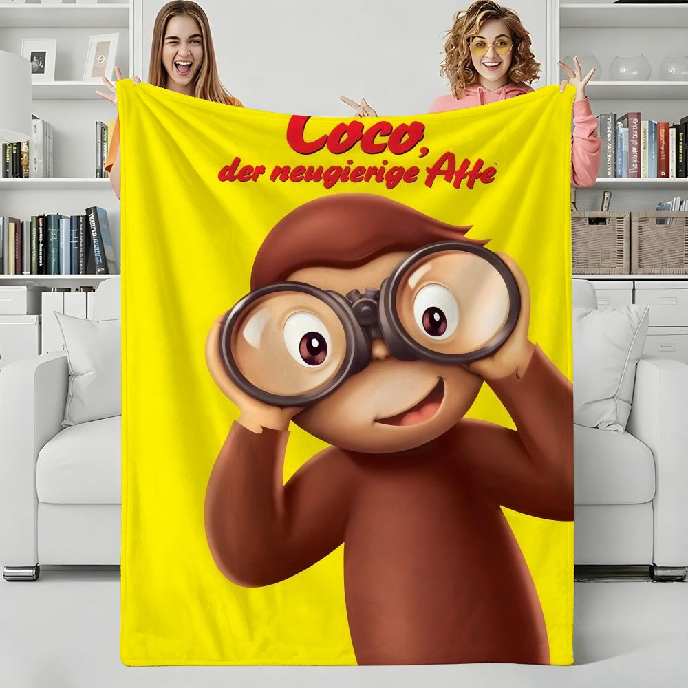Cartoon C-Curious George Throw Flannel Blanket Perfect for Sofa Office Bed Travel Sleep Read Relax Camping four season use