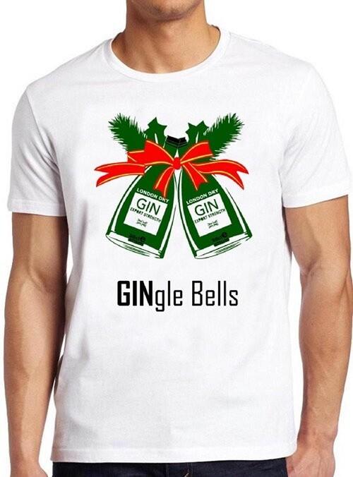 Gin Christmas Gingle Bells Xmas Funny Gift Tee T Shirt 2725 S