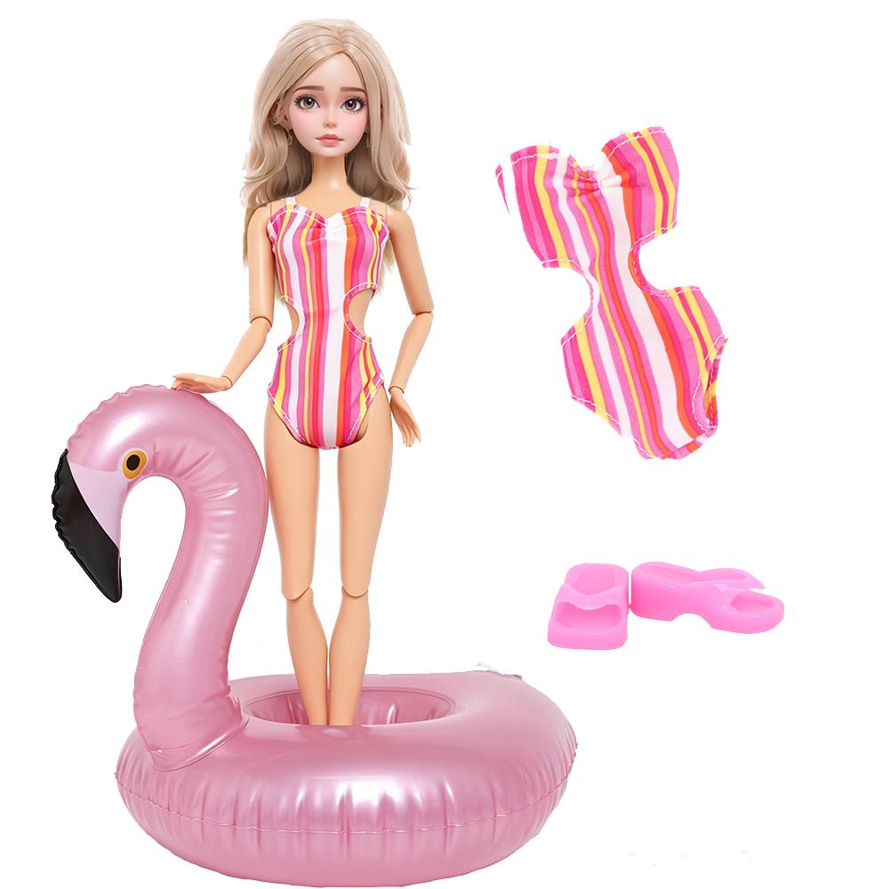 1x Salvagente per Bambola + 1x Costume da Bagno Vestiti per Bambole da 30cm 1/6 Accessori per Casa delle Bambole Gioco di Finzione per Bambini Giocattolo Estivo da Spiaggia per il Bagno