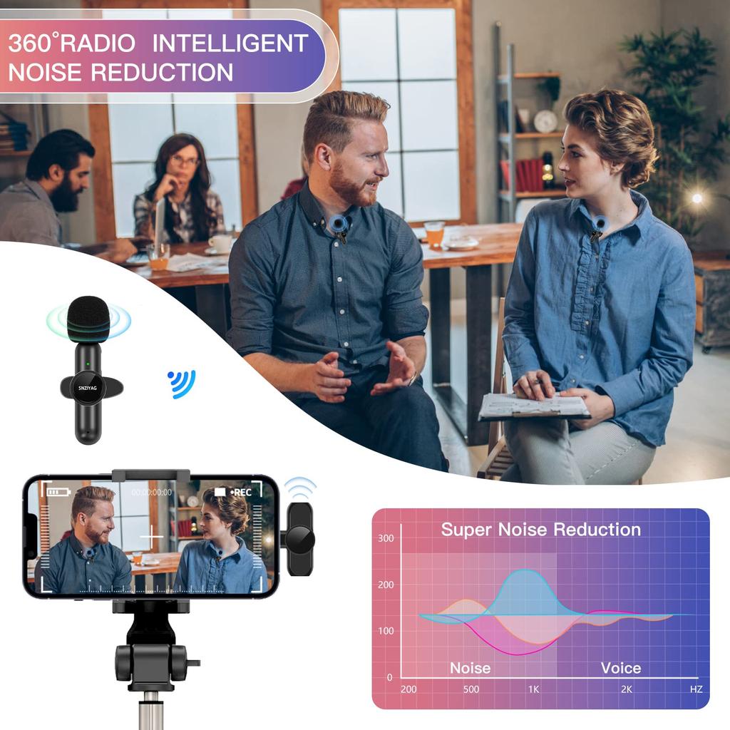 SNZIYAG Kabelloses Ansteckmikrofon für iPhone/iPad, Mini-Mikrofon mit Geräuschunterdrückung, Kompatibel mit YouTube Live-Streaming, Vlogging, Interviews