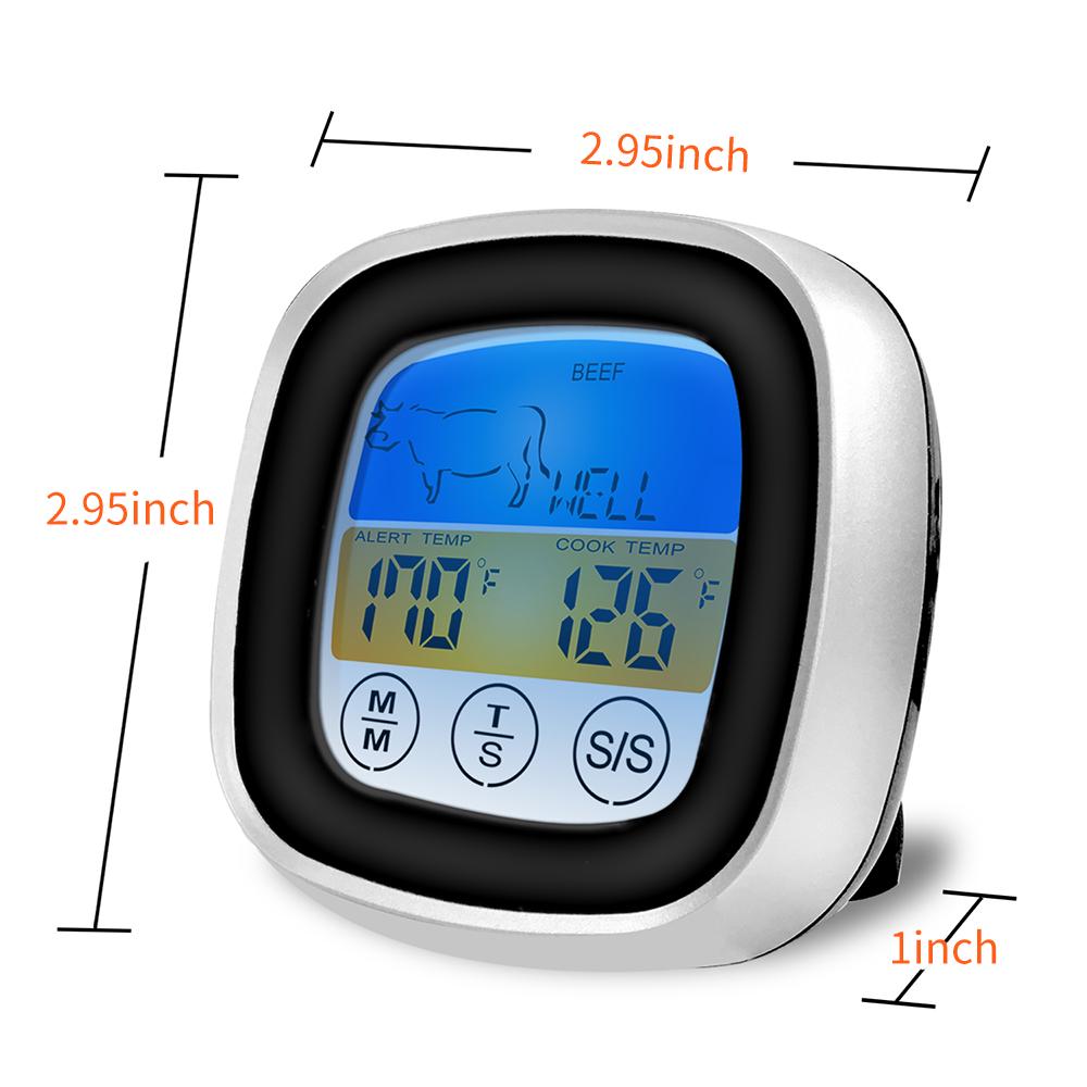 Touchscreen Fleischthermometer Lebensmittel Barbecue Thermometer BBQ Grill Smoker Thermometer Timer Alarm Kochen Backen Ofen