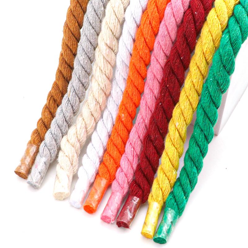 Round Shoelaces Quality Colorful 1CM Thicker Cotton Shoelace Sneakers Rope Laces 100/120/140/160CM Boots Shoe laces Shoes 1Pair