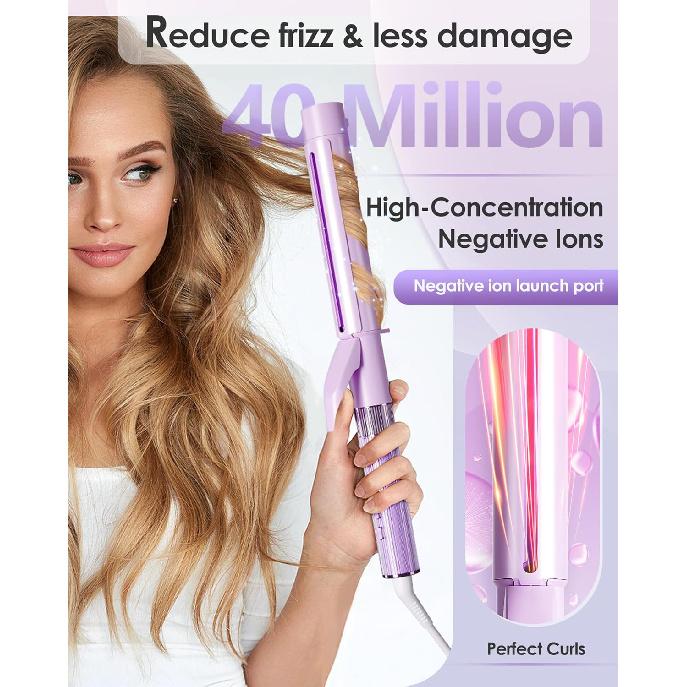 

NOVUS 1.4 Inch Curling Wand, Professional Curling Iron, Negative Ions Hair Curler, Large Barrel Curling Iron 1.4 Inch