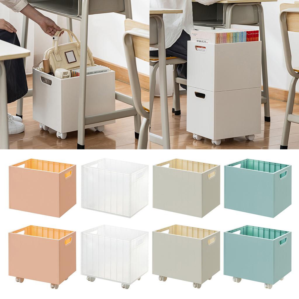 Book Storage Box with Pulley Under the Table Large Capacity Book Organizer Plastic Storage Basket for Office School