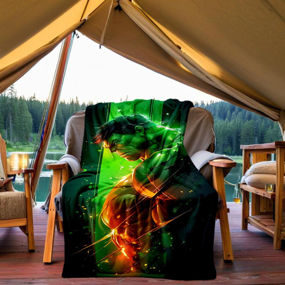 1PC Hulk Power Outdoor Flannel Throw Blanket - HD Printed Lightweight Soft Warm All-Season Blanket for Sofa, Bed, Travel, Camping 081