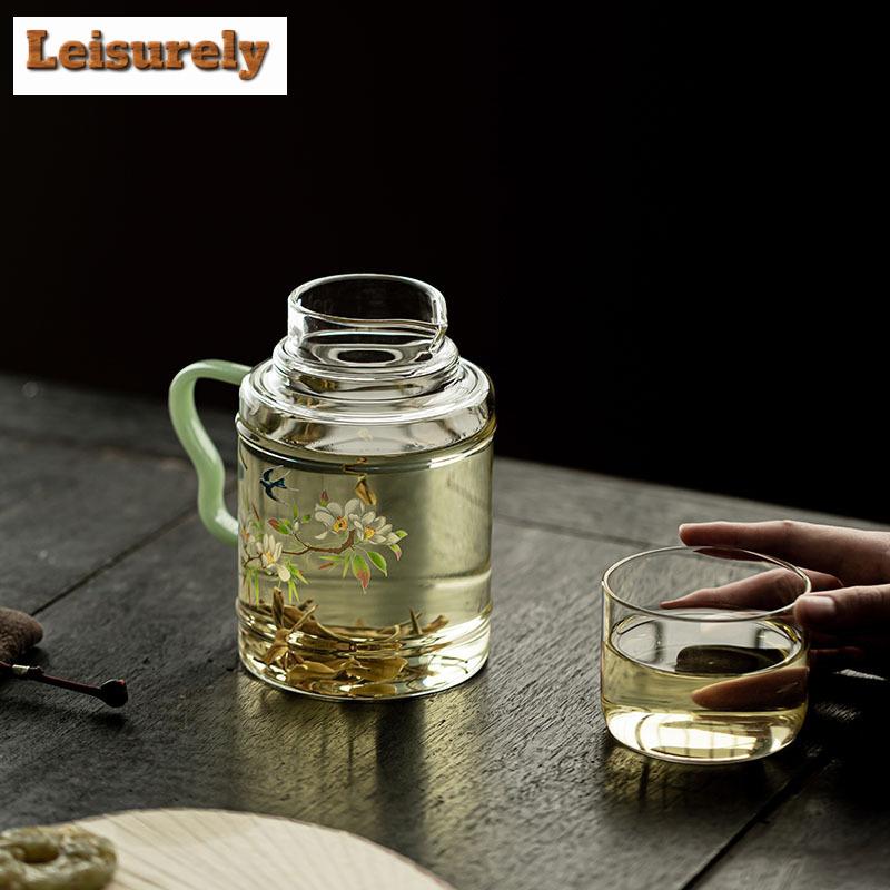860ml Hochborosilikatglas Kaltwasserkessel Kräuterteekanne Büro Teekanne mit großem Fassungsvermögen Saftkessel Wasserspeicherflasche Becher