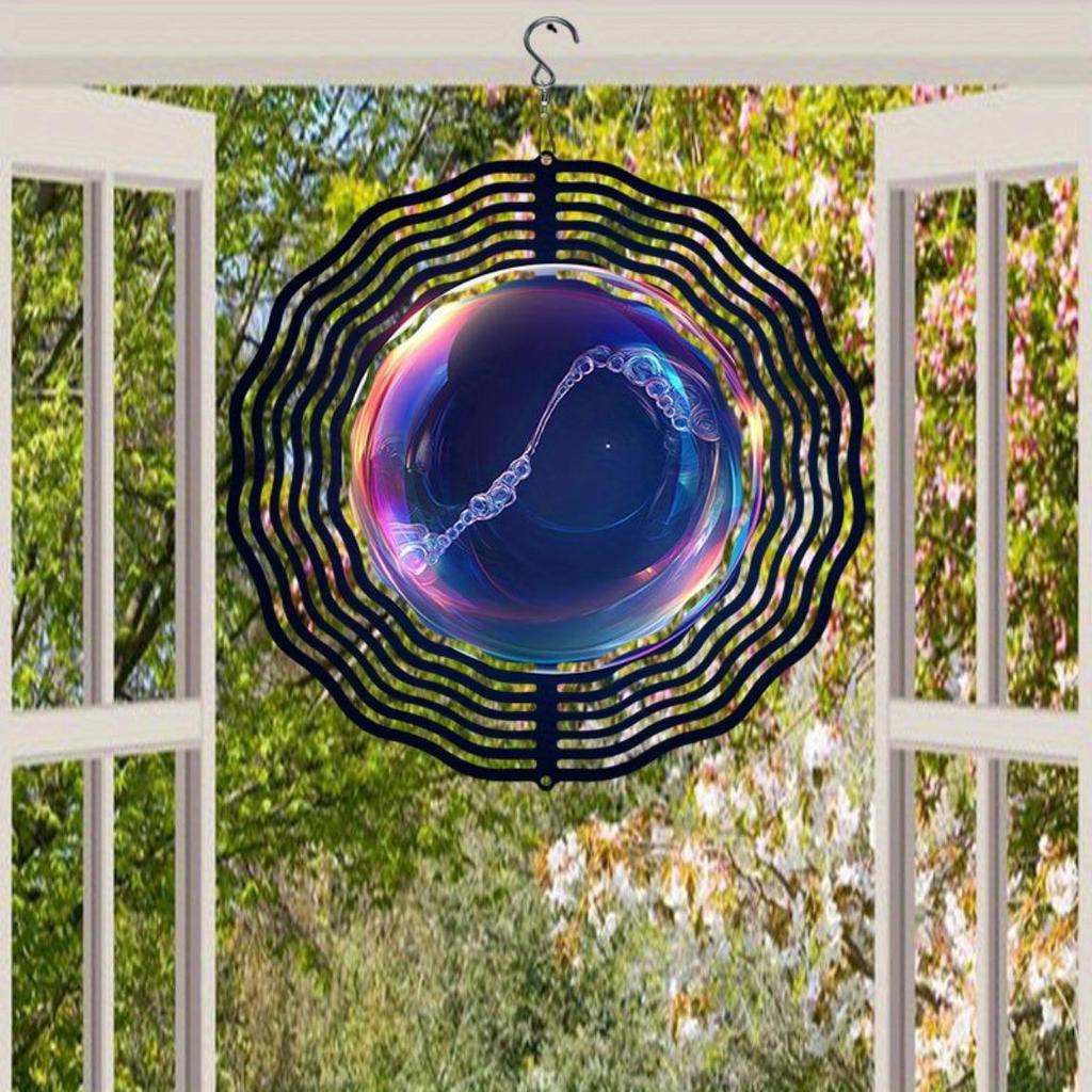 Hanging Wind Chime with Deep Sea Pearl Pattern Metal Wind Direction Gyro for Outdoor Garden Patio Indoor Decor Festival Gift