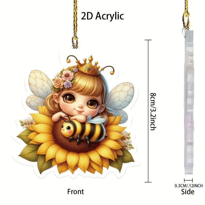 Bee Acrylic Charming And Flower Fairy Car Accessory Playful And Eyecatching Decor