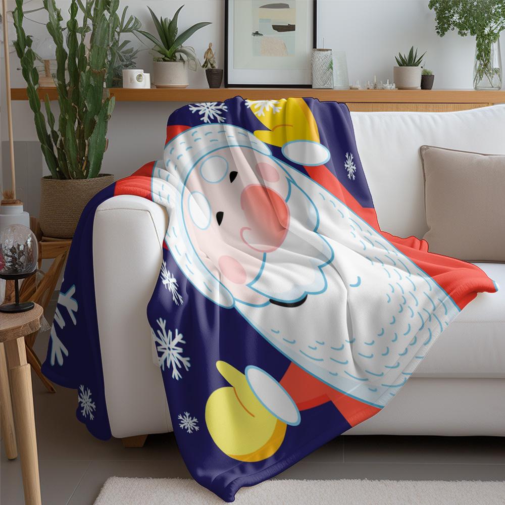 Soft Fluffy Throw Blanket Cozy Warm Bedspread Home Decor Gift Christmas Santa Claus Pattern Shaggy Plush Blanket