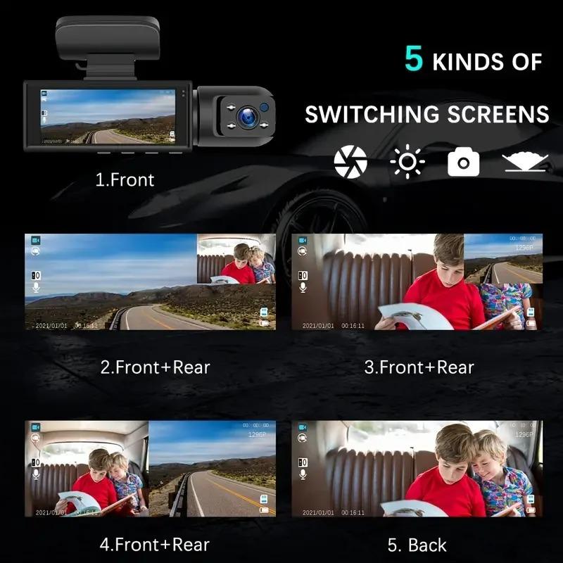 1080P Dash Cam for Cars Dual Camera Front and Inside Car Camera with IR Night Vision Loop Recording Wide Angle Car DVR Camera