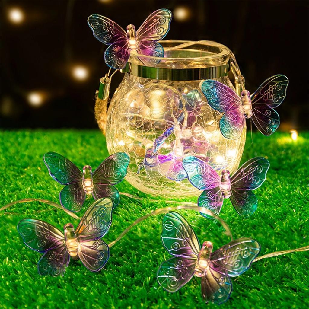 1pc 10/20 LED Blue Purple Butterfly Fairy Lights Indoor Hanging Decorative Lamp Battery Powered For Home Party Festival Decor