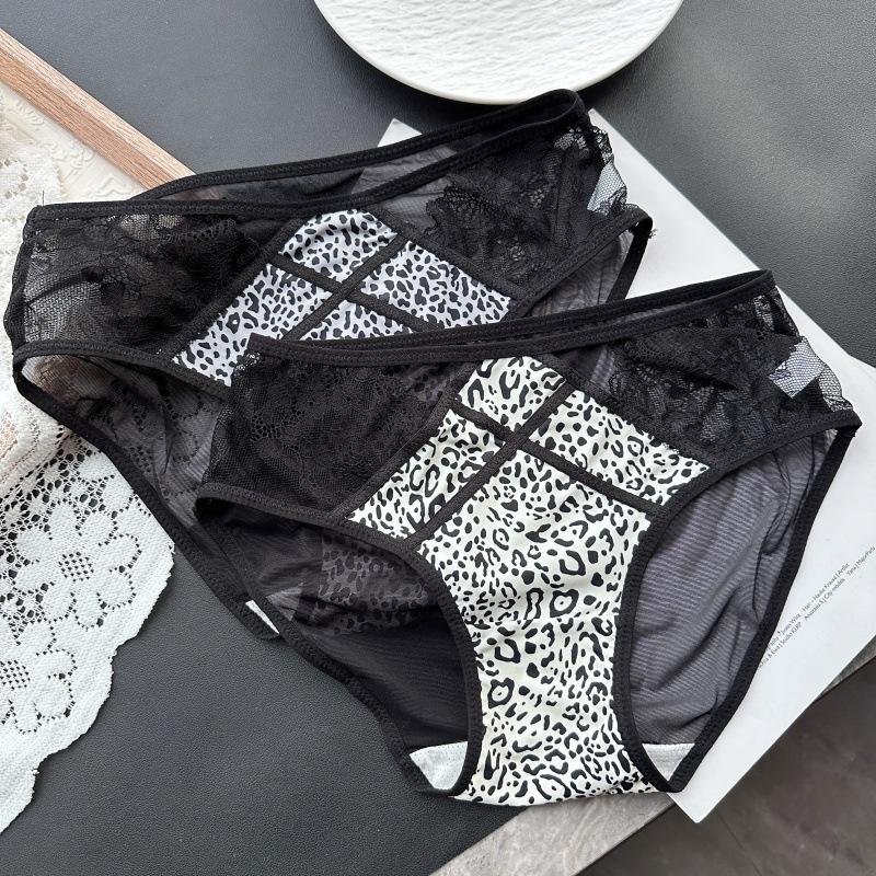 

Женские весенне-летние леопардовые ажурные сексуальные трусики-стринги из ледяного шелка с перекрестной шнуровкой One size белый