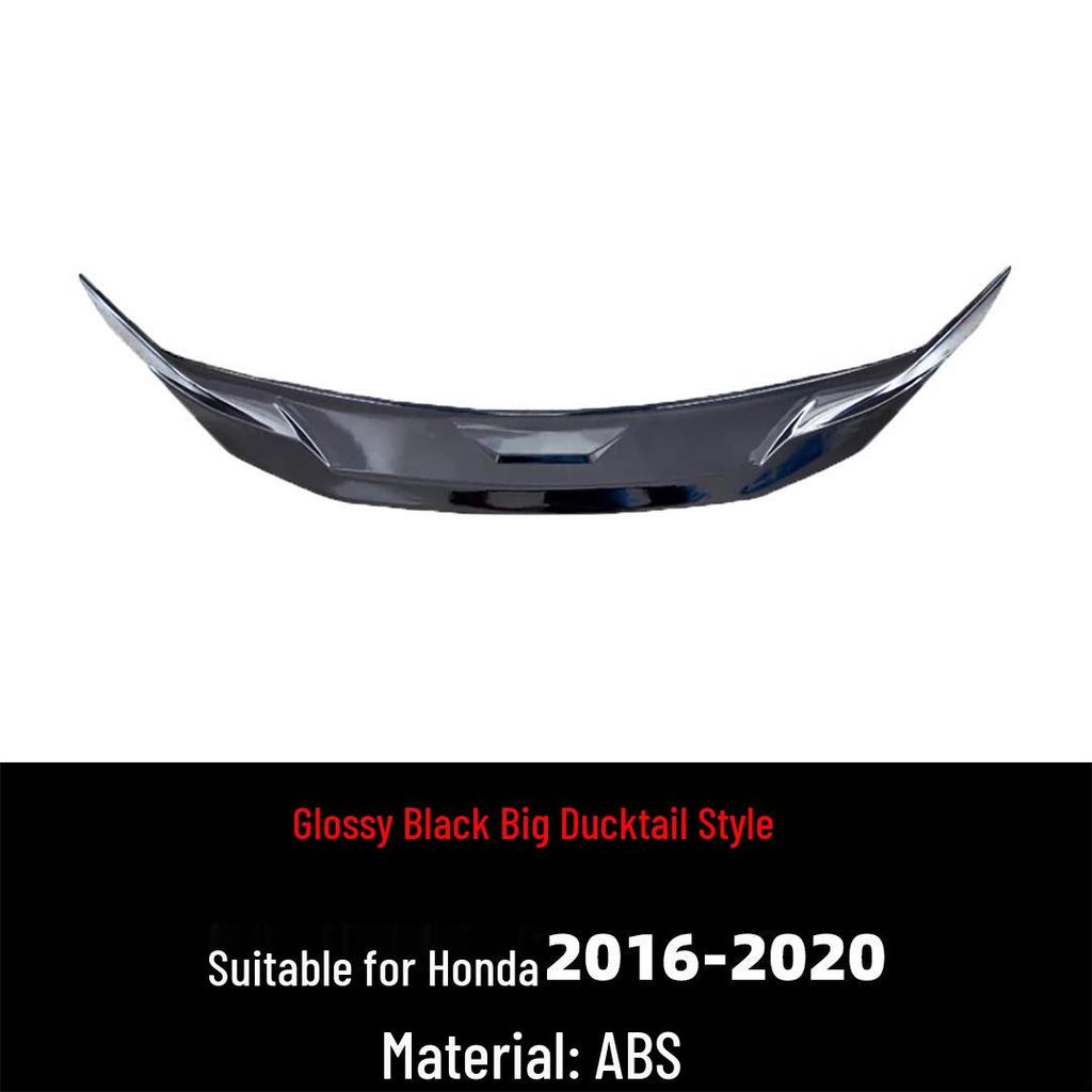 Compatible Rear Spoiler for 2016-2020 Tenth Gen Civic R-Style, Large Ducktail Wing, No-Drill Required