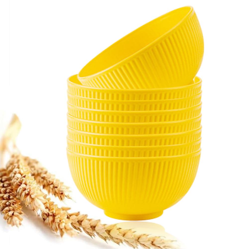 8Pcs/Set Wheat Straw Bowls Round Household Rice Salad Bowls Eco-Friendly Unbreakable Kids Wheat Straw Bowls Set Small Bowl
