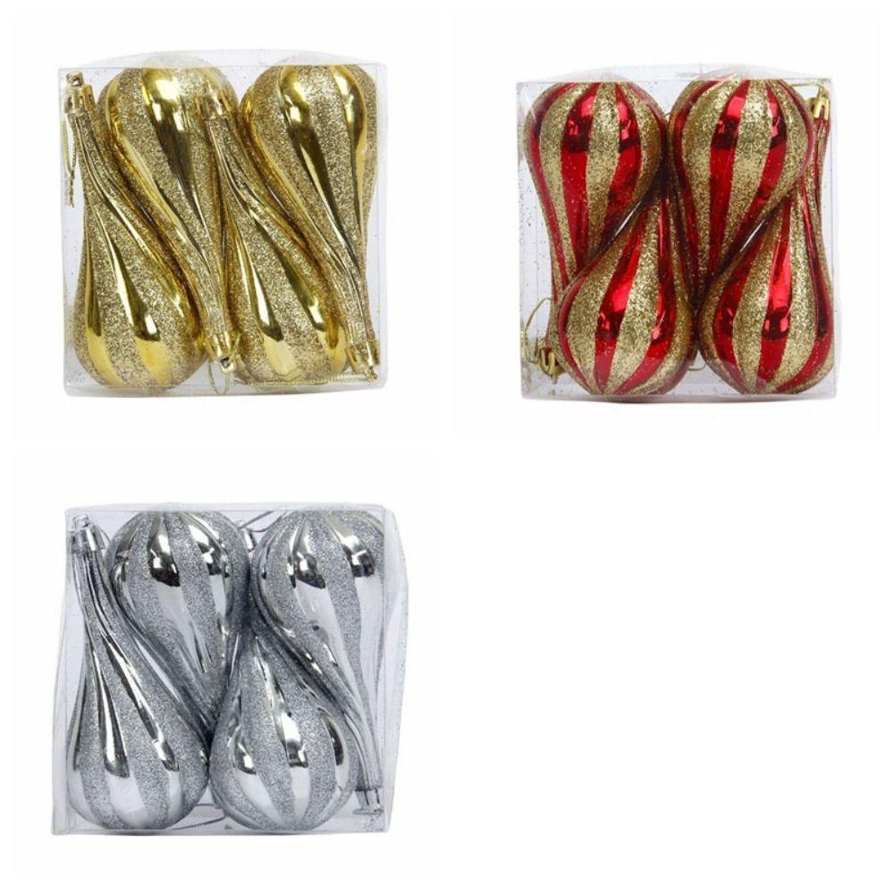 4Pcs Water Drop Ball Christmas Tree Pendants Special-shaped Xmas Tree Pendant Home Decoration