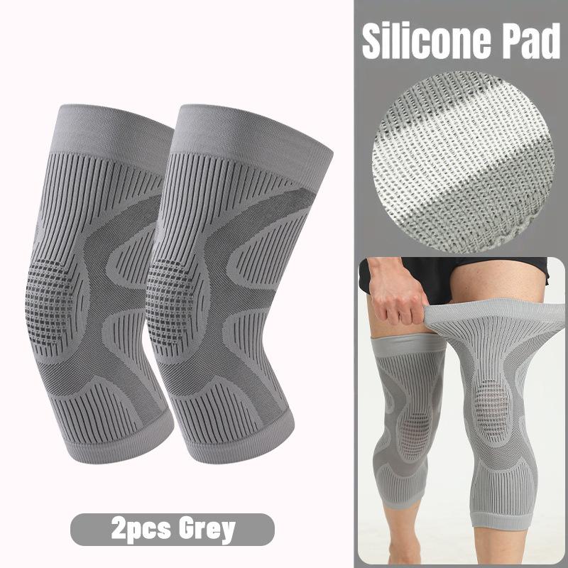 

Sports Knee Pads Running Knitting Sports Knee Pads Marathon Skipping Rope Pressurized Non-slip Light Leg Pads Knee Pads XL code, one pair серый