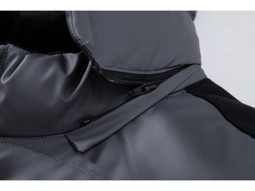 Men's Hooded Cotton Padded Jacket - Stand Collar, Patchwork, Warm Winter Casual Sport Jacket