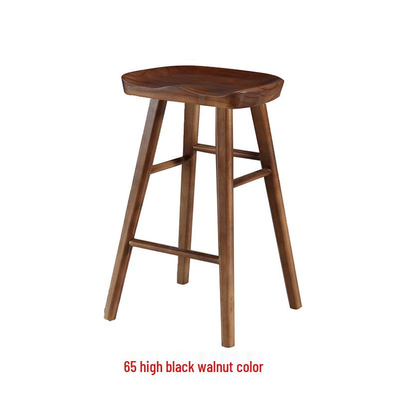 Nordic Swivel Bar Chair - Solid Wood, Simple Design, High-Leg Stool for Home