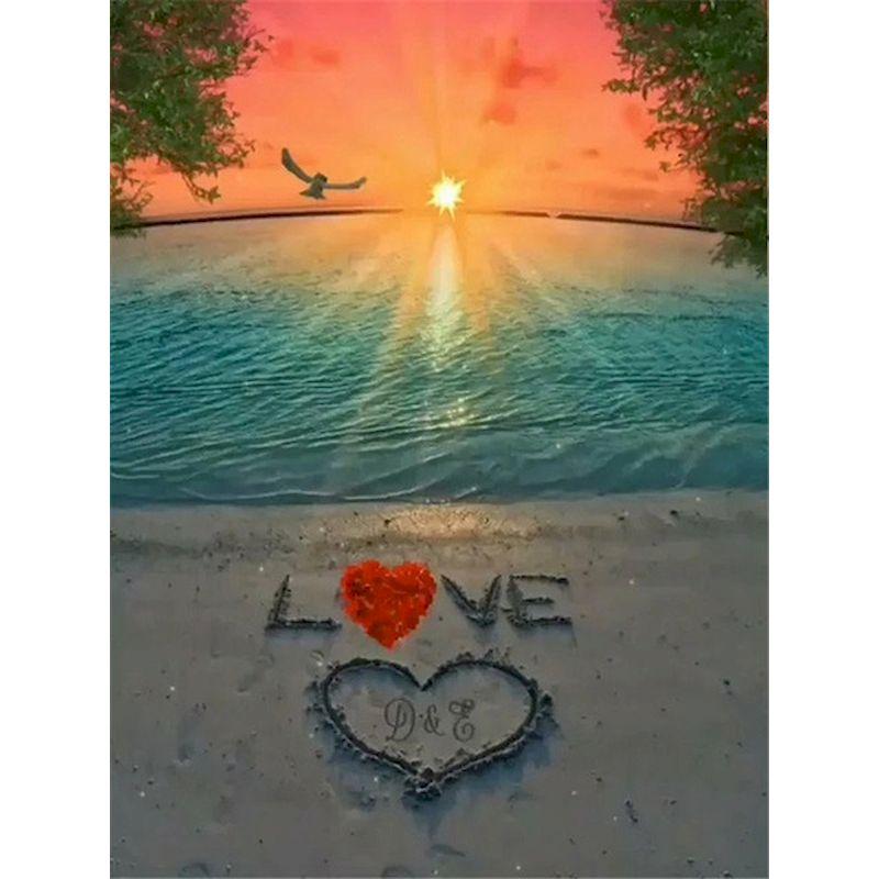 5D Diy Full Round Drill Diamond Painting Cross Stitch Heart Shape Landscape Diamond Embroidery Home Decor Gift