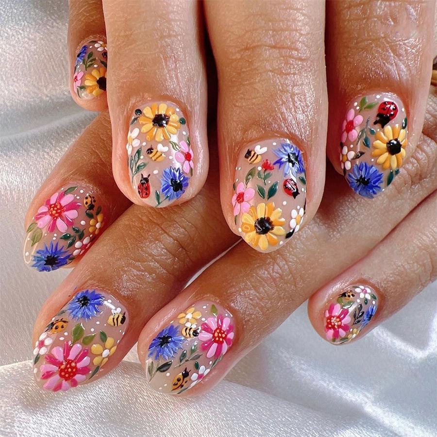 Nail Art Sticker Sun Flower Xiangri Flower Nail Sticker Simple ins Clear Flower Sticker