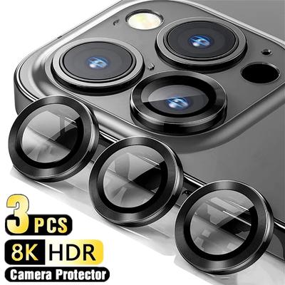 Vidro Protetor de Lente para iPhone 13 11 12 14 Pro Max 15 Plus Proteção de Lente da Câmera Para iPhone 12 13 Mini Anel de Metal Película para Câmera