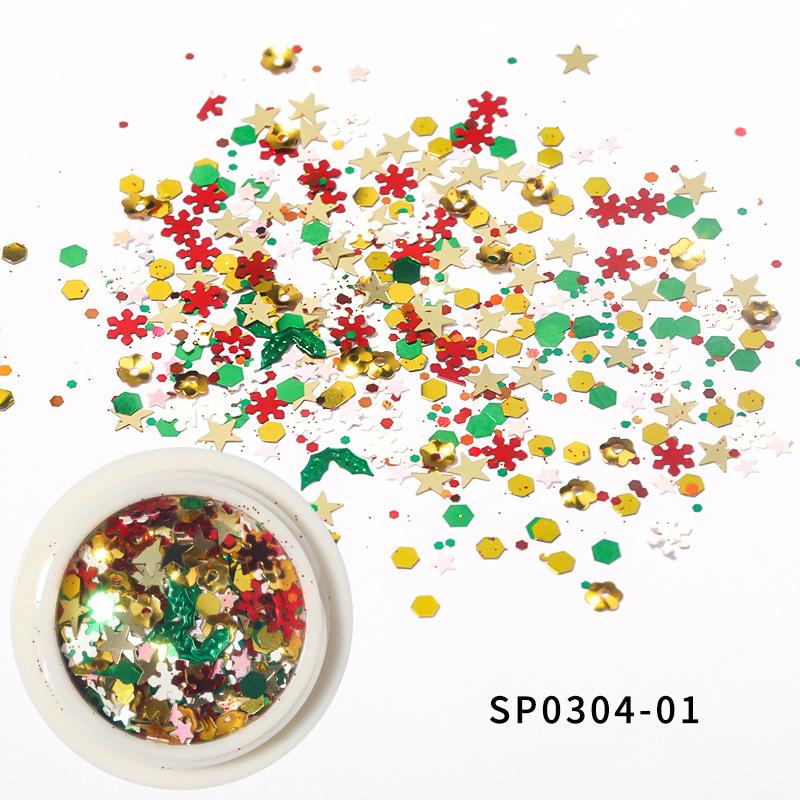 

Рождественский подарок, выдолбленные золотые блестки для ногтей, снежинки, смешанный дизайн, украшения для ногтей, аксессуары для ногтей 1