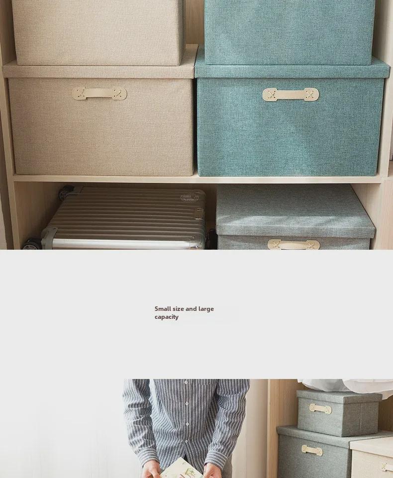 Drawer-Style Folding Storage Basket - Cotton & Linen Fabric