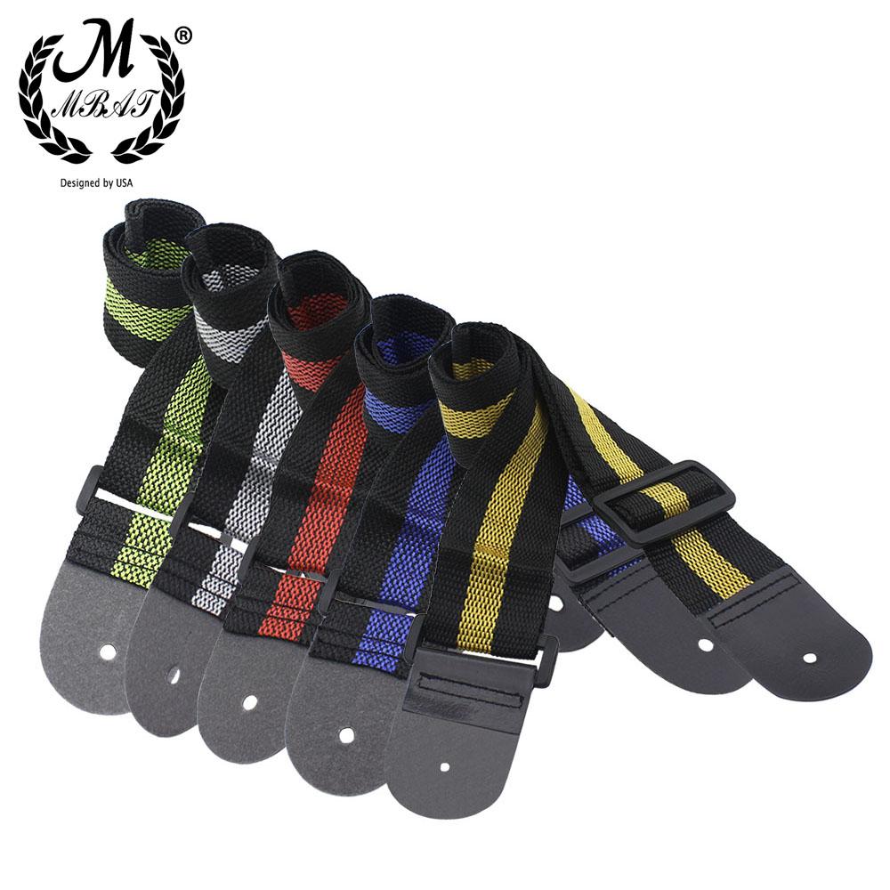 M MBAT GS-01 Striped Guitar Strap Adjustable Universal Guitar Strap Leather and Nylon Strap Guitar Parts and Accessories
