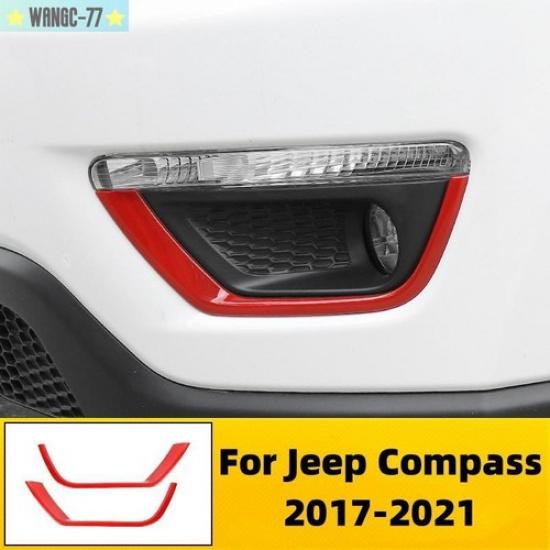 Front Fog Light Lamp Strips Decor Trim Fit For Jeep Compass 2017- Red