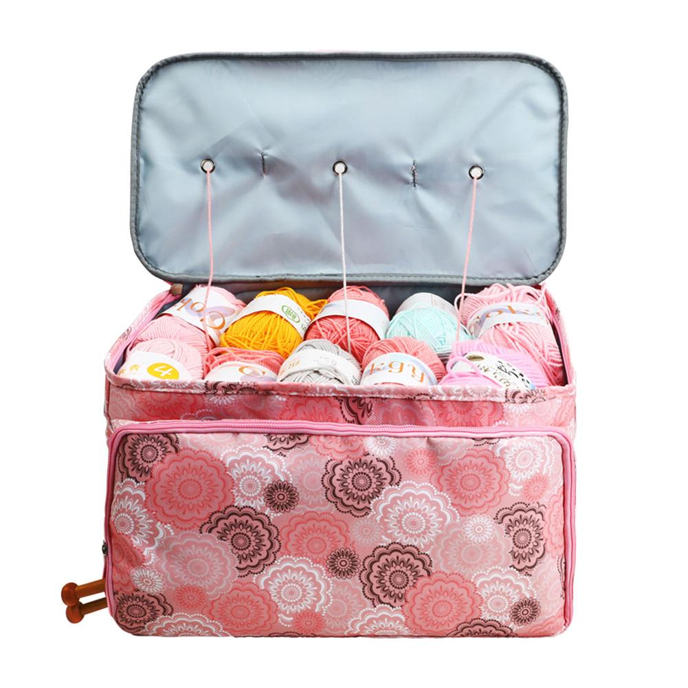 Hanging Yarn Storage Organizer - 5 Zippered Compartments For Knitting & Crochet Supplies