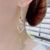 Sparkling Synthetic Gemstone Decor Tassel Dangle Earrings Cute Trendy Party Jewelry Holiday Birthday Christmas Halloween Gift