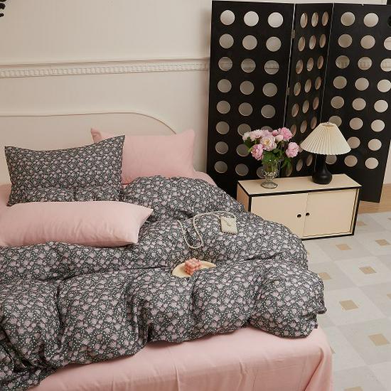 Duo Xi Ai Mei Double-Layer Cotton 4-Piece Bedding Set: Bed Sheet & Quilt Cover