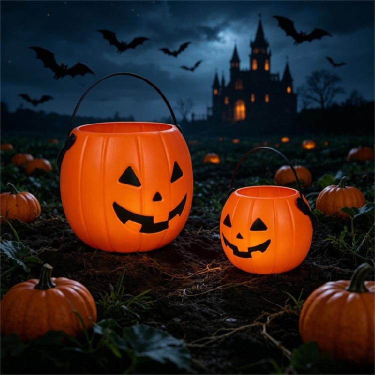 Großer Süßigkeitenhalter für Partydekoration Halloween Kürbis Leckerlibecher Mit Bequemem Griff