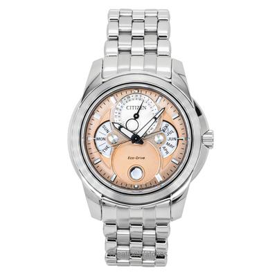 Kalendarz Fazy Księżyca Stal Nierdzewna Łososiowa Tarcza Eco-Drive BU0080-52X 100M Zegarek Męski