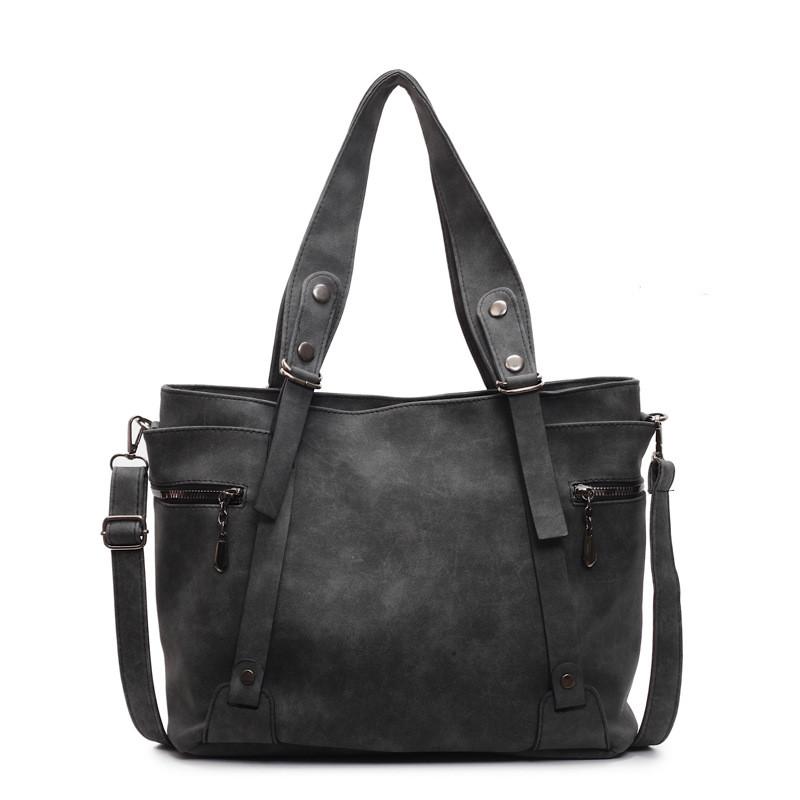 

Solid Color Retro Style Large Capacity Bag Zipper Closure Weekend Travel Bags Dark Tea